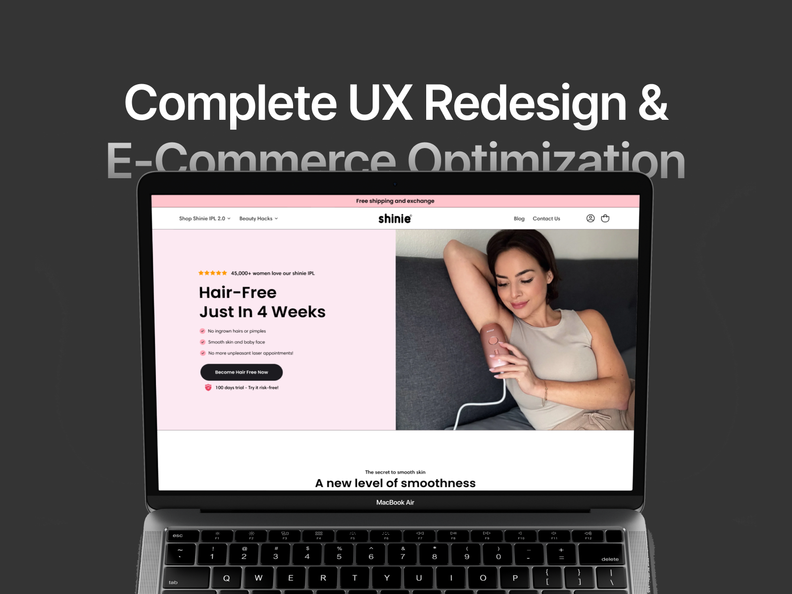 Shinie | Skincare Website Design beauty branding beauty e commerce redesign beauty tech brand beauty website design beautybrand branding conversion rate optimization cro ecommerce design e commerce design hair care website minimal beauty store mobile design mobileux product page design shopify redesign shopify store skincare website userexperience ux design webredesign