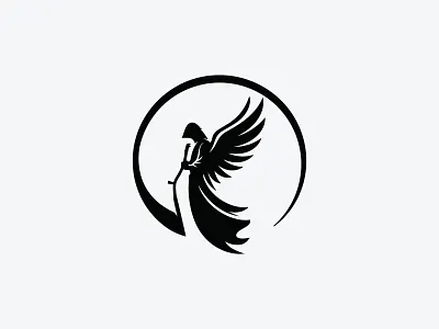 Angel + Sickle Logo angel blade brand identity branding creativelogo icon illustration logo logodesign minimal minimalist modernlogo symbol vector wings