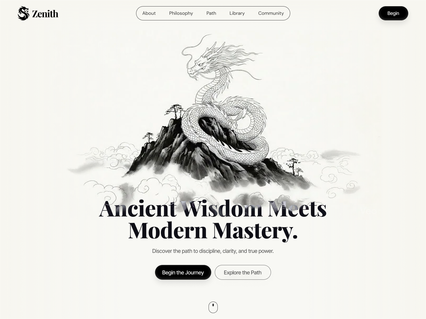 Zenith — Ancient Wisdom Landing Page 3d aniamtion animated websites figma framer framer website graphic design illustration logo ui ux videos