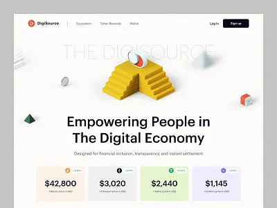 Empowering People in The Digital Economy bitcoin blockchain clean ui crypto digital economy figma finance fintech interface landing page minimalist wallet web3 website