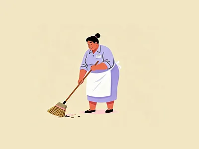A woman is cleaning design graphic design illustration ui