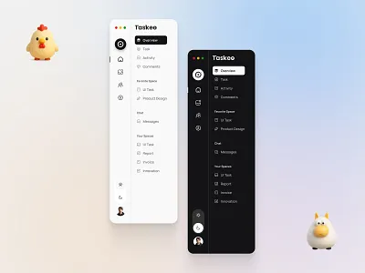 Taskee — Task Management Dashboard Sidebar darkmode dashboard lightmode popular projectmanagement saas sidebar taskmanagement uidesign uiux webdesign