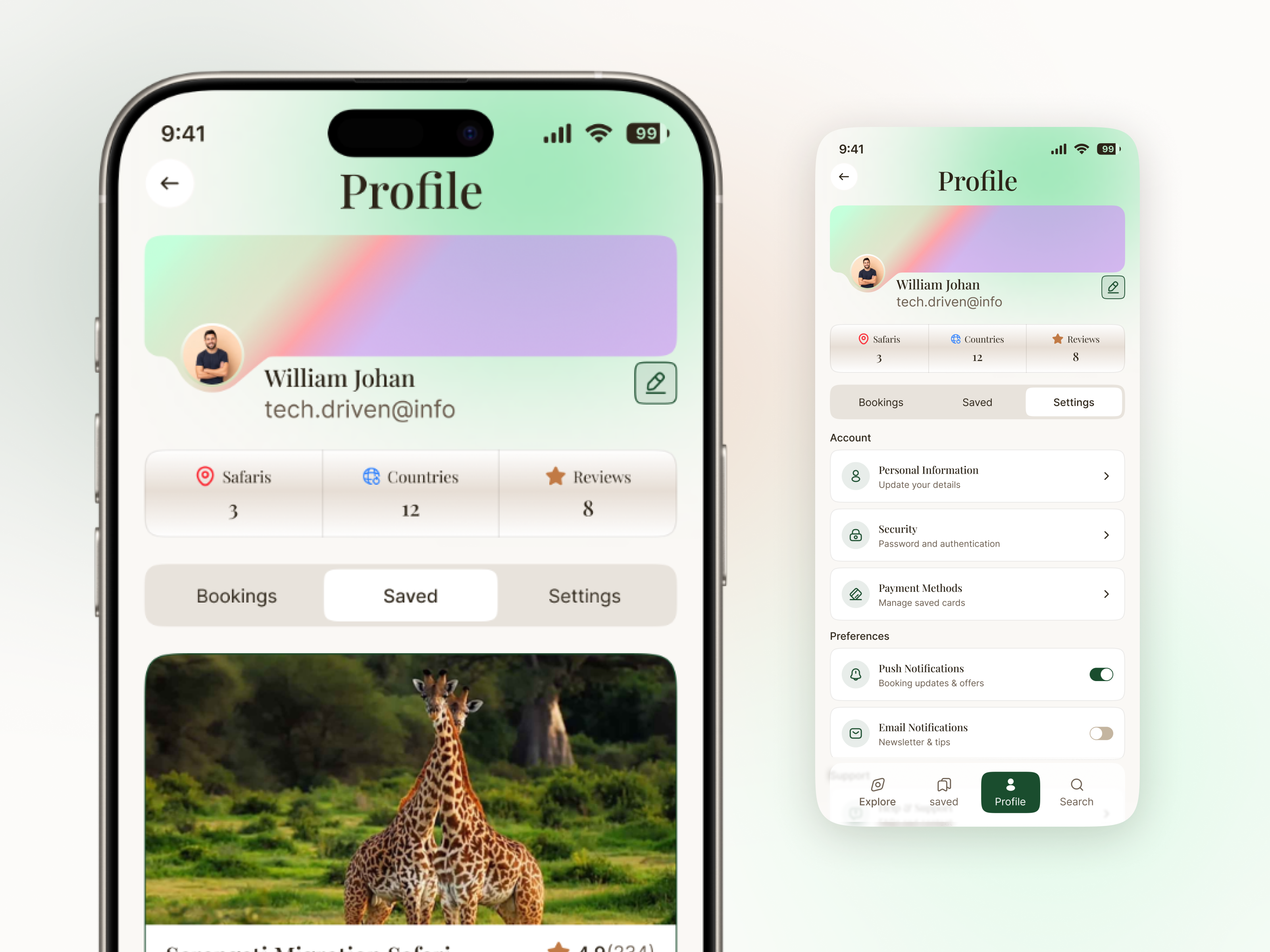 Premium Safari Booking Platform Mobile Apps