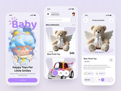 Baby Toys Shopping App Design app design baby baby app baby care app baby game app card design clean ui ecommerce app kids store mobile mobile app shopping shopping app toy app design toy store