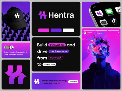 Hentra - Modern Fintech Branding brand designer brand identity branding custom logo logo design logo for sell modern logo tech logo timeless logo timelesslogo