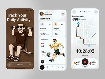 Fitness Activity Tracker – Mobile App UI activity tracker app health app interface mobile product services startup ui ux web