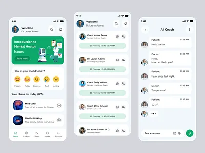 AI Mental Health Mobile App | Healthcare UIUX Design ai chatbot app app interface best app design design health health journal meditation mental care mental health app mobile mobile app mobile app design mobile app ui mobile ui mobile ui design modern app ui mood tracker wellness