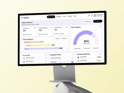 Tasknix - Task Management Dashboard dashboard dashboard design dashboardui datavisualization figma design minimalist product design project dashboard project management saas design task task analytices task monitor taskmanagement ui design uiux web app design