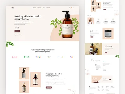 Skincare Website beauty body care clean cosmetics store ecommerce face care figma homepage luxury minimalist moisturiser premium serum shopify shopify development shopping skincare landing page sunscreen web design website design