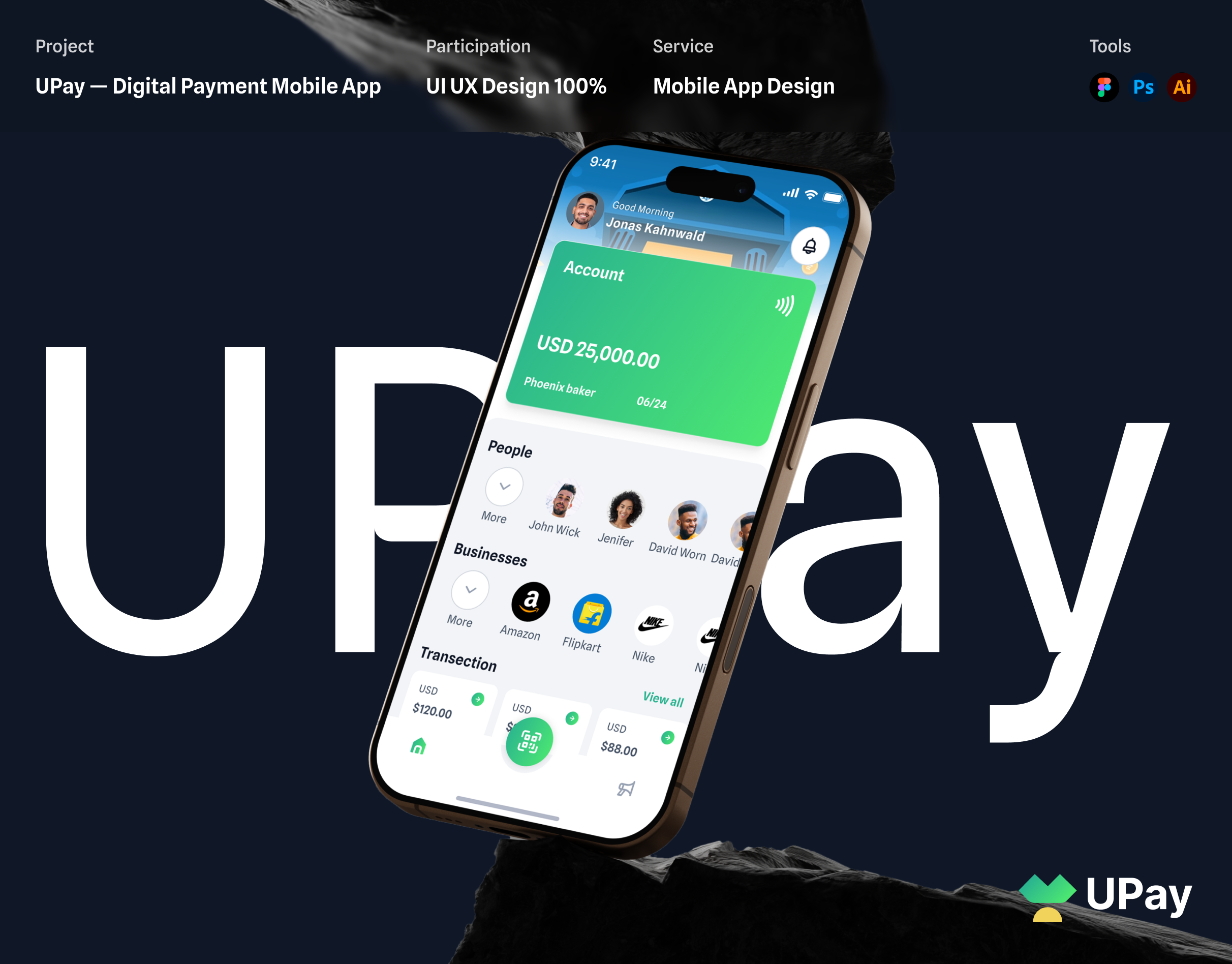Upay — Fintech Payment & Wallet Mobile App UI/UX Design app ui banking app digital payment fintech fintech app interaction design mobile app design mobile application mobile ui modern app design payment app product design qr payment ui ui design ui ux design user experience user interface ux design wallet app