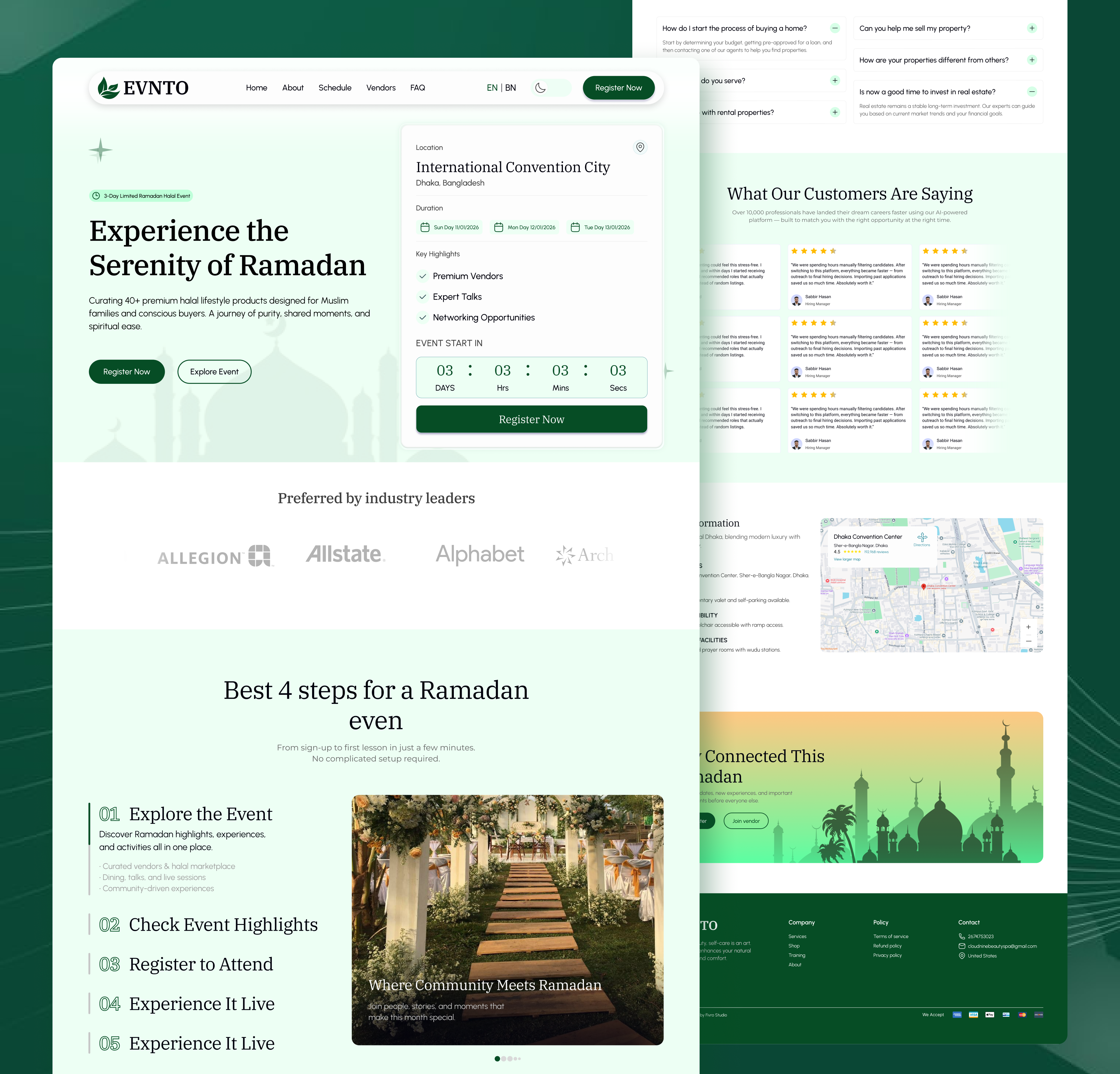 Evnto Ramadan Event - Website UI/UX Design Design clean ui design digital product design figma design landing page minimal design ui ui animation uiux design user interface design website design