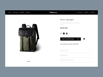 E Commerce Shopify Store bag clean design ecommerce minimal minimalism minimalistic product page shop shopify shopping timn trendy trendy web ui ux web design website