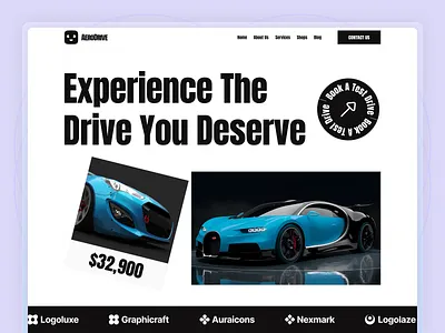AeroDrive - Car Web Header automobile bold car booking car shop design e commerce eco friendly electric vehicles landing page luxe cars luxury car luxury car web header minimal rent a car website rental car transportation ui ux vehicles website