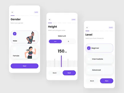 Fitness App Onboarding fitness app fitness app design fitness app onboarding gym app ui design rufostudio workout app design