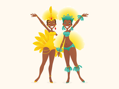 Brazil carnival samba dancers 2d brazil carnival cartoon character costume cute dance dancer girl illustration people rio samba samba school vector