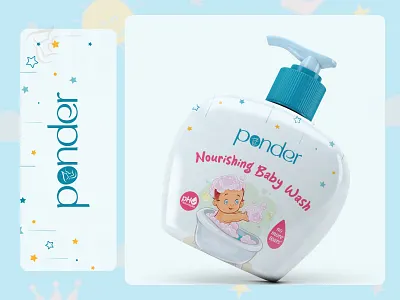 Ponder (Nourishing Baby Wash) logo design ads design baby product baby wash bottle design box design brand identity brand sign branding dribbble graphic design graphical design label design outer box outer box design packaging packaging design packagingdesign social media design visual design