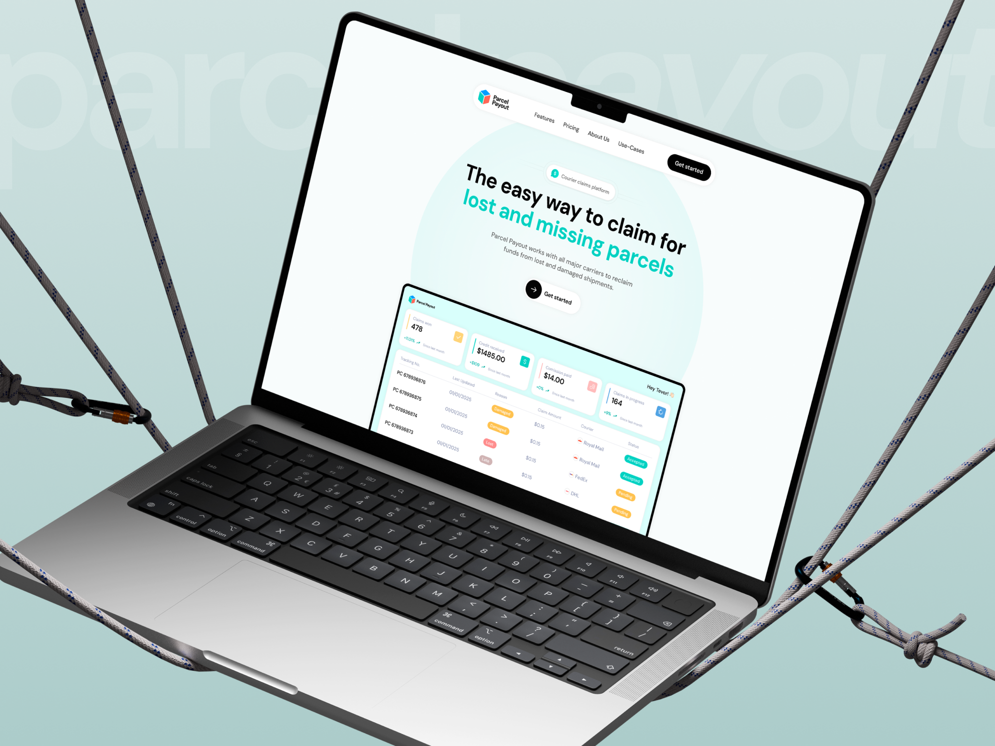 Parcel Payout | FinTech SaaS Claims Dashboard UI ai b2b figma framer landing page redesign responsive design saas startup ui ux webdesign webflow website website design wordpress