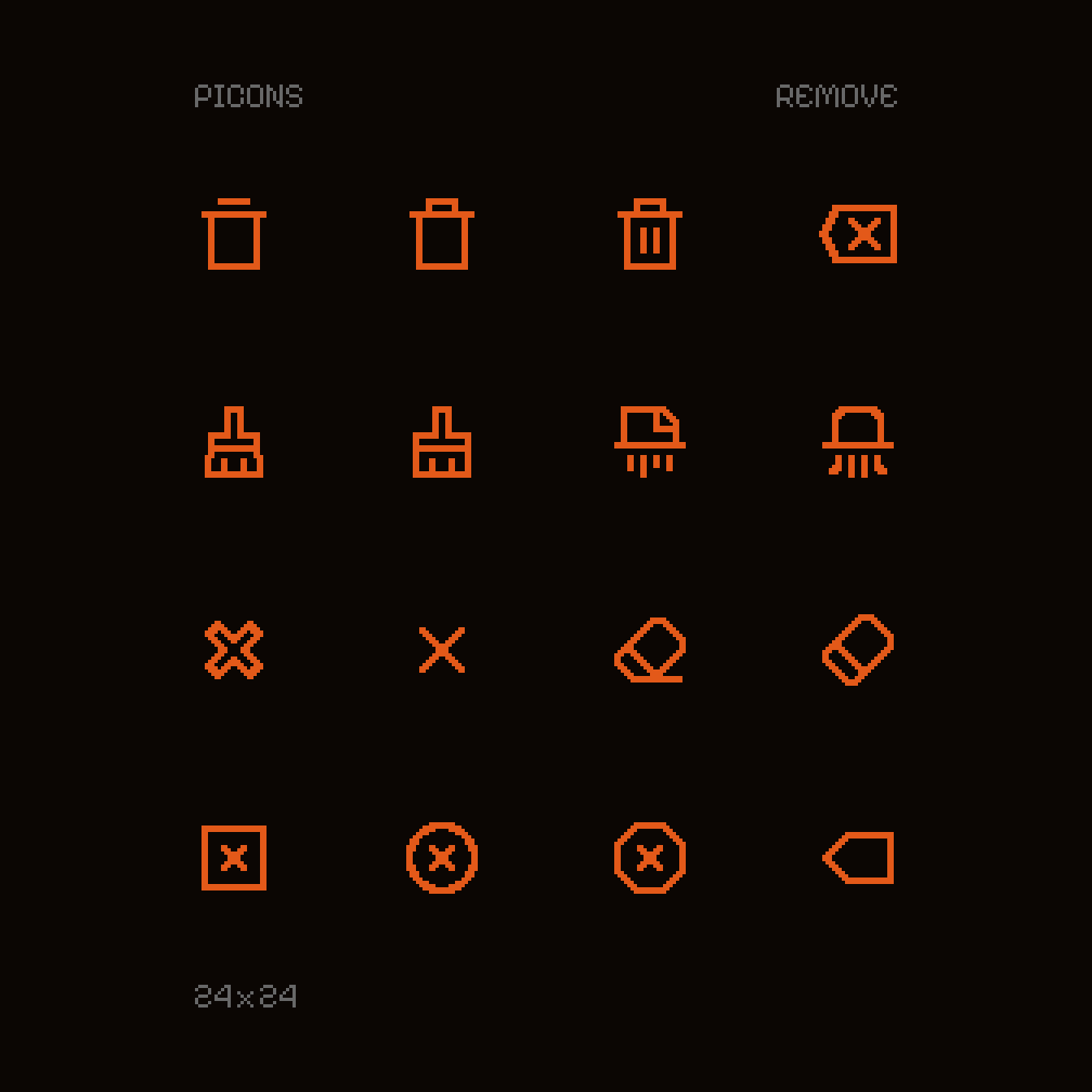 Pixel-true remove/ delete icons e paper icons iot picons pixel pixel true