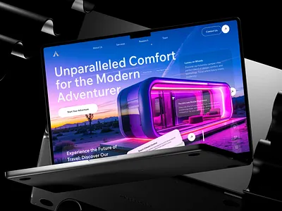 Futuristic Travel Camper Website — Adventure UI adventure ui app branding clean layout design futuristic futuristic ui interface minimal interface modern web orizon design product design responsive design travel design ui uiux ux ux design web web mockup
