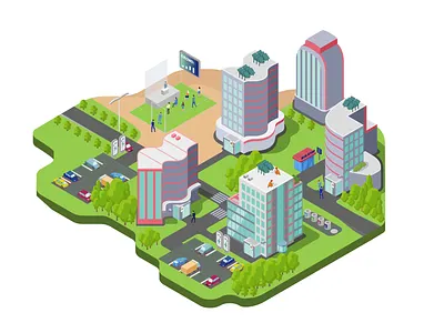 Smart City. Governance District | Lottie Animation 3d animation city map design illustration industrial iot isometric job json logistics lottie lottie animation map motion design motion graphics office building smart city smartcity vector