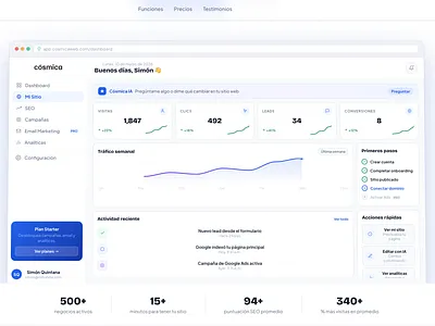 Cósmica Web artificial inteligence claude dode dashboard platform design product design ui ux website design