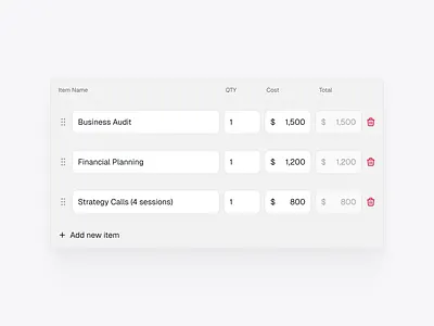 Invoice Line Items design minimalist modern ui uidesign user interface userinterface