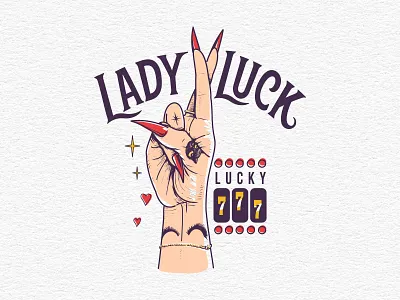 Lady Luck Illustration casino design casino illustration casino poster style fortune illustration gambling art gambling graphic hand gesture illustration lady luck illustration luck symbol lucky 777 lucky charm art lucky hand sign lucky number illustration pin up style illustration retro casino art retro illustration tattoo style illustration vegas style illustration vintage gambling vintage tattoo art