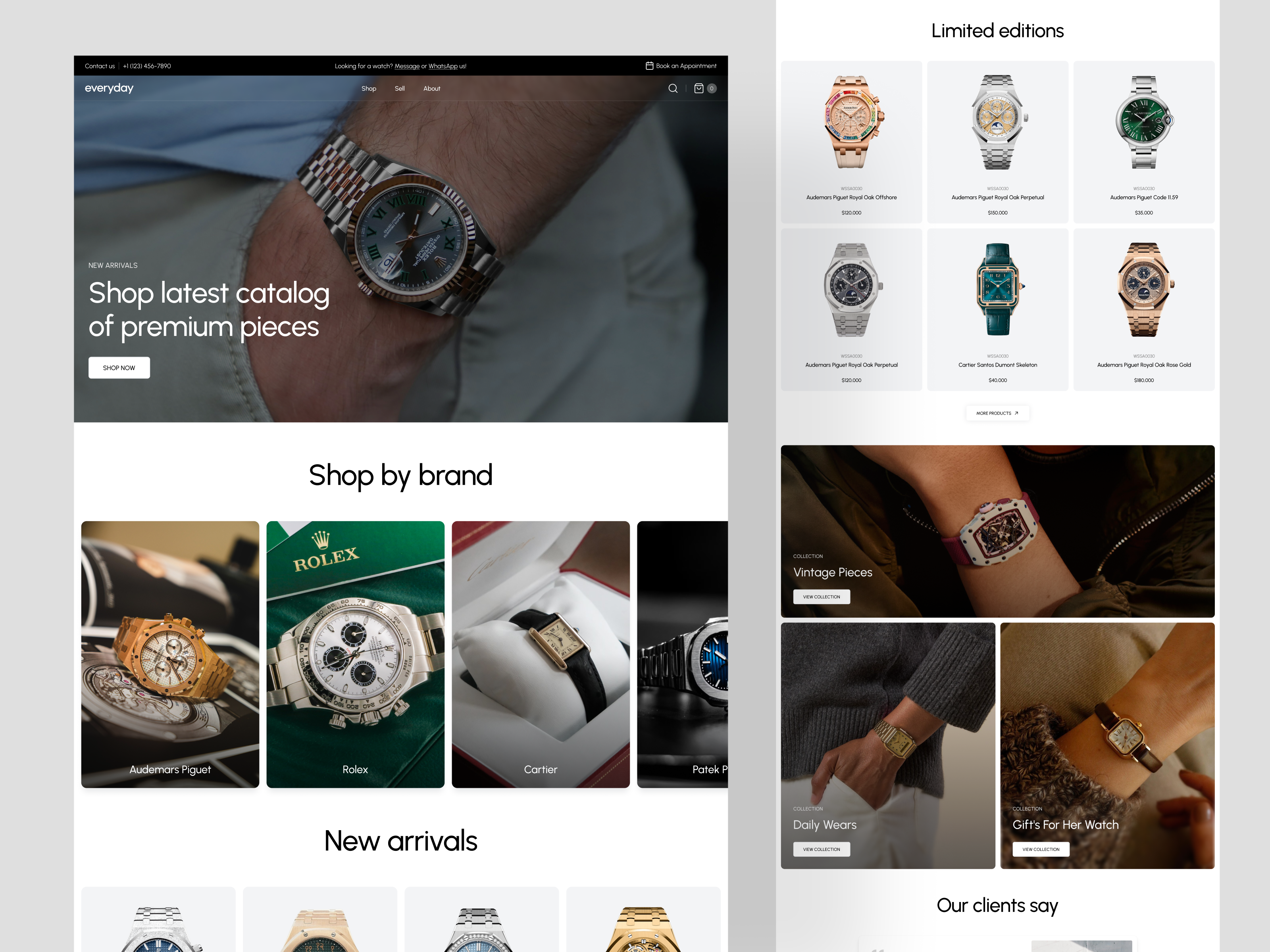 Example of Luxury E Commerce Web Design — 5 Screens