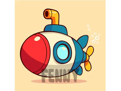 Cartoon Submarine with Red and White Body aquatic boat cartoon diver diving icon marine nautical ocean sailing sailor scuba sea ship snorkeling submarine technology transportation undersea underwater