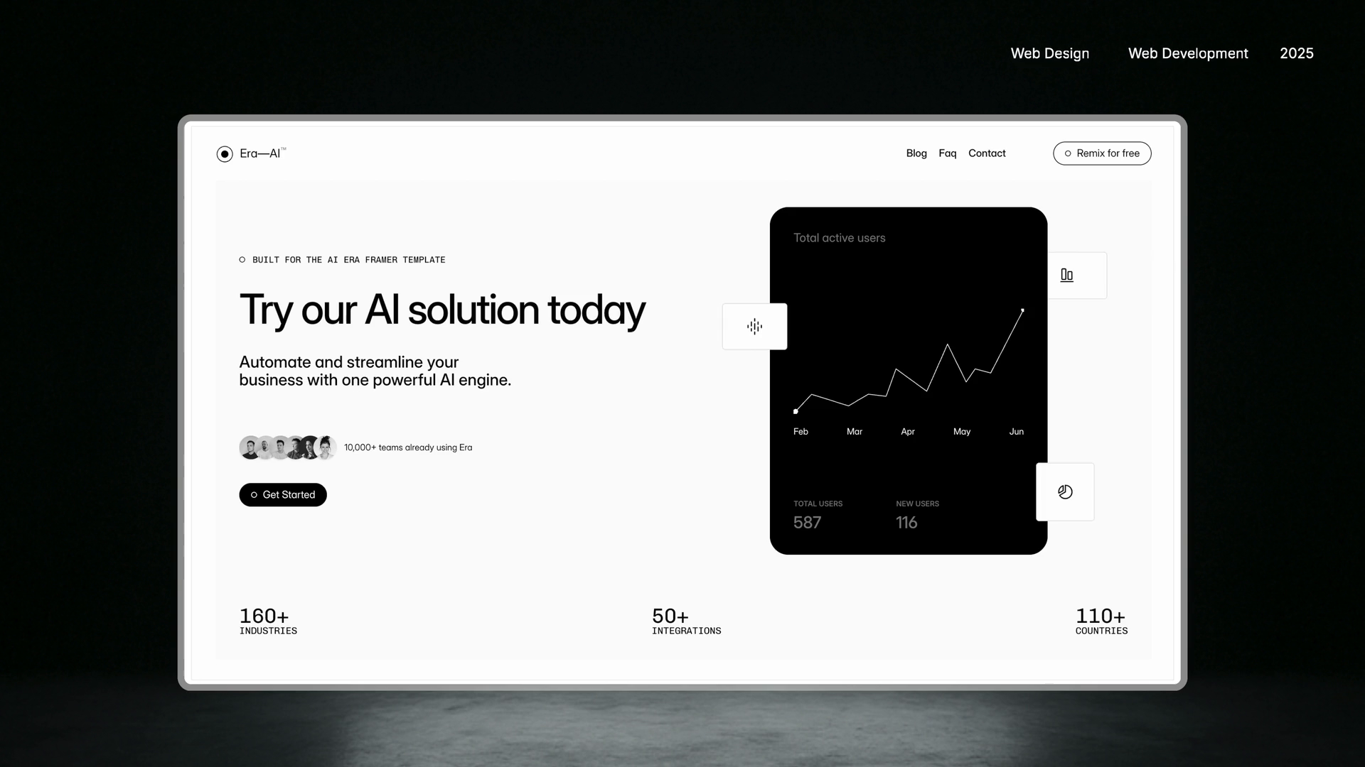 Hero section for SaaS / AI website
