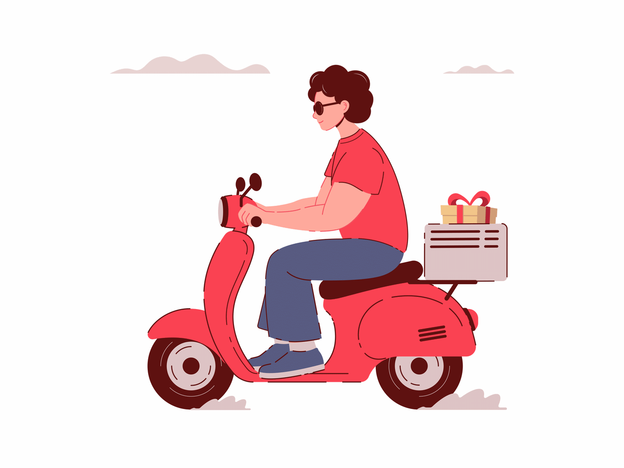 Scooter Delivery – Loop Animation 2d animation after effects animated gif animation cartoon character character animation character design courier delivery flat design flat illustration food delivery gif animation loop animation modern illustration motion motion design motion graphics scooter vector illustration