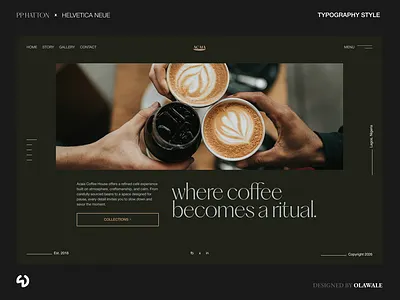 Coffee shop (Hero) branding editorial style hero section ui web design
