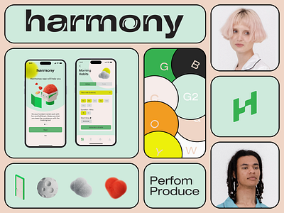Harmony - Performance Optimization Mobile App animation brand design branding habit tracking habits interaction design logo design performance optimization product design ui ux
