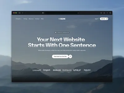 Blink — AI Website Builder ai landing page ai product design ai tools platform ai website builder figma design hero section design landing page ui minimal ui design no code design product design saas landing page saas ui design ui ui ux design ux design web app design website generator ui