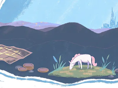 "Unicorn Island" | Whimsical Landscape Painting adobe illustrator art concept art design design inspiration designer graphic design graphic designer illustration