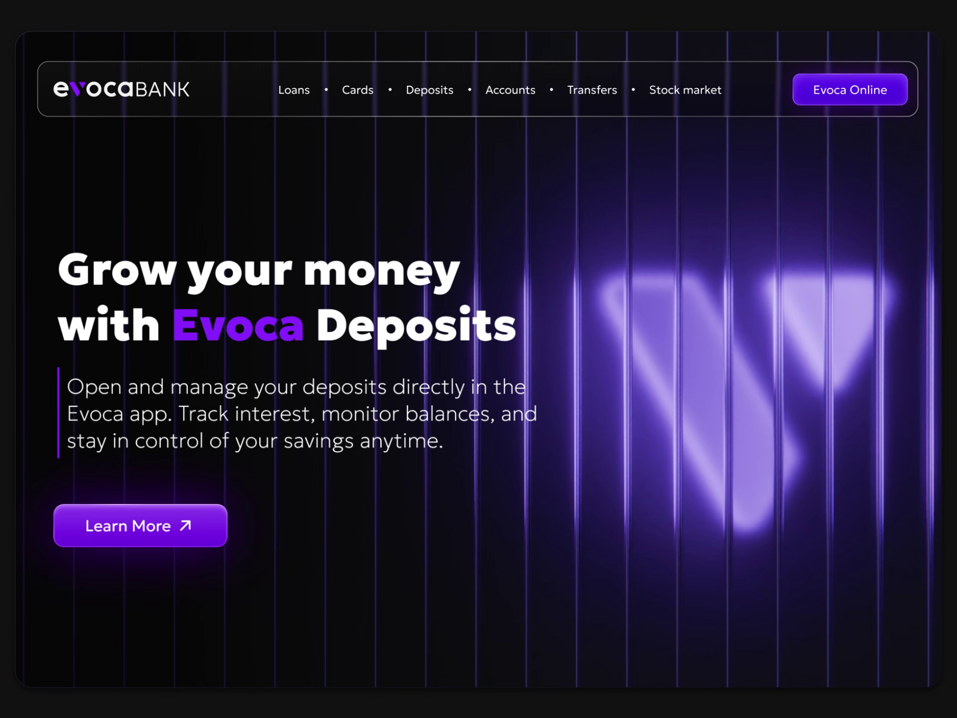Hero page for a bank website. With 3d animation.