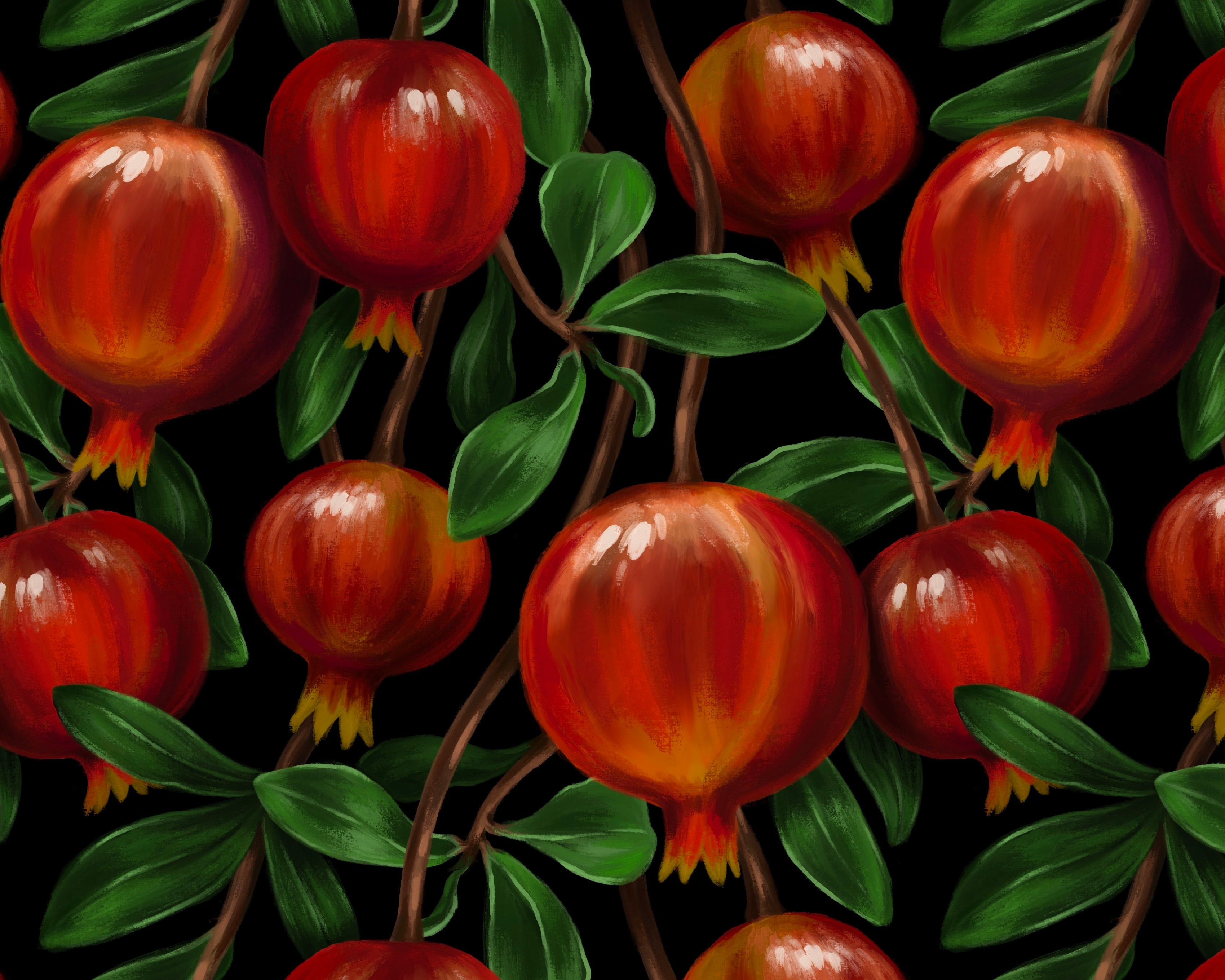 Pattern with pomegranates