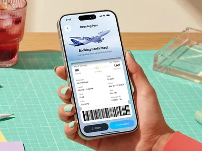 Flight Booking Confirmation – Travel Mobile App UI app design boarding pass booking app figma design flight app flight booking mobile app design mobile ui product design travel app travel booking app travel ui ui design ui ux design