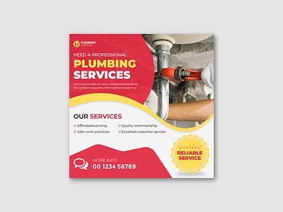 Plumbing service social media design template-01 branding creative design designer graphic design illustration