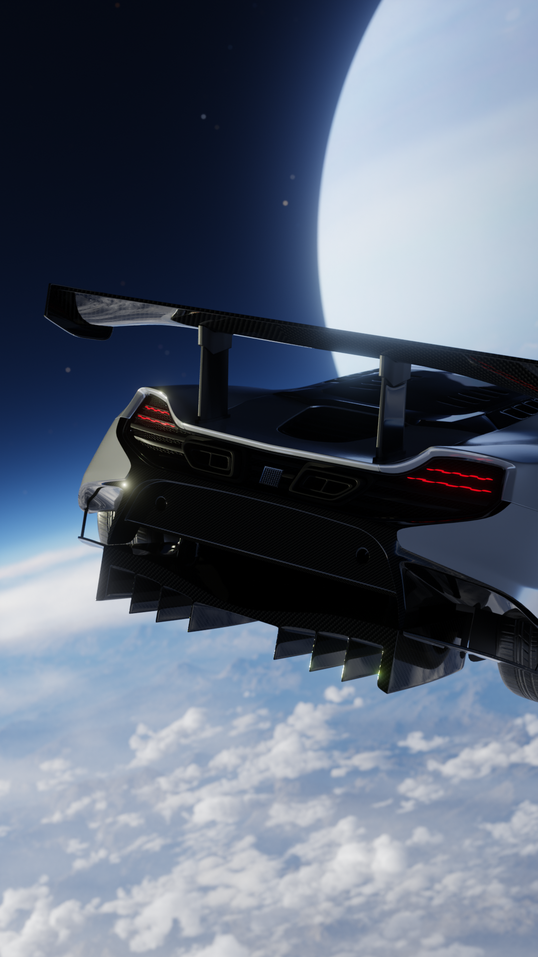 3D Supercar in Orbit render