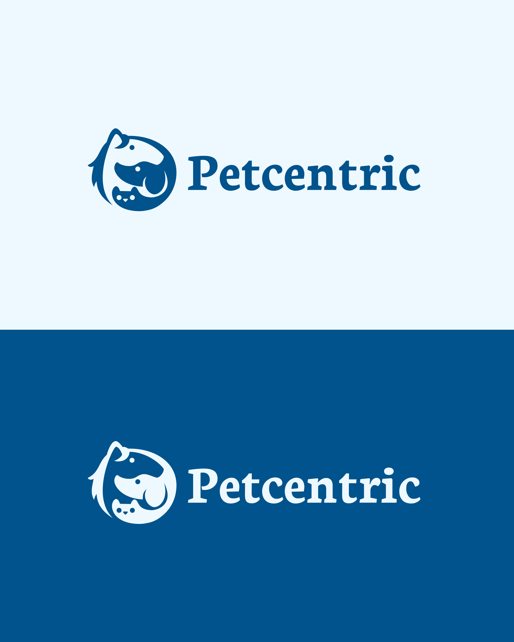 Logo and Business Card for Petcentric branding business cat circular commission design dog freelance work graphic design graphic designer horse logo logo design logo design branding logo designer pets silhouette vector