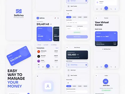 Selltrixa – Fintech Wallet & Card App app design banking app design figma fintech mobile app mobile app design mobile ui ui ui design ui ux design ux ux design virtual card wallet app