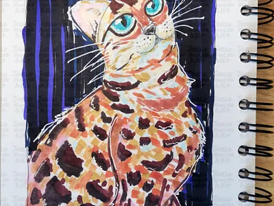 Neon Noir Bengal Cat abstract animal pattern artistic pet portrait bengal cat blue and orange cat boho cat decor cat lover cat mom colorful animal art contemporary animal illustration exotic shorthair art hand drawn cat design leopard print cat markers art style modern feline illustration nursery wall art spotted cat illustration stylized leopard spots tabby cat vibrant cat painting whimsical cat portrait