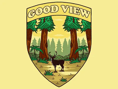 Good View Deer Animals adobe illustrator animals badge design brand deer forest nature naturelogo outdoor life outdoor supply outdoortshirt patch patches procreate tshirtdesign