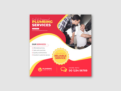 Plumbing service social media design template-03 branding creative designer flyer graphic design illustration social media design template