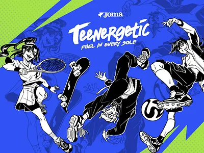 Design Packaging and Product Concept — Joma × Teenergetic animation branding character animation character design graphic design illustration mockup motion graphics neon neon design packaging design shoe sport young design