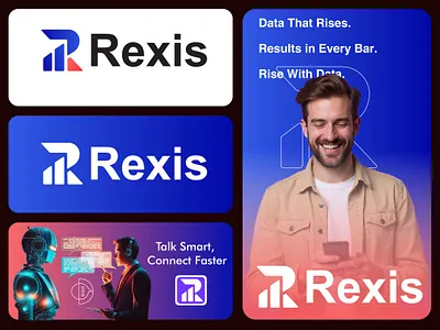 Rexis Logo mark Design Letter R with Bar Chat analyticslogo barchartlogo brandidentity branding creativelogo datalogo graphic design icon lettermarklogo logo logo design mark minimallogo modern logo modernbranding rlogo