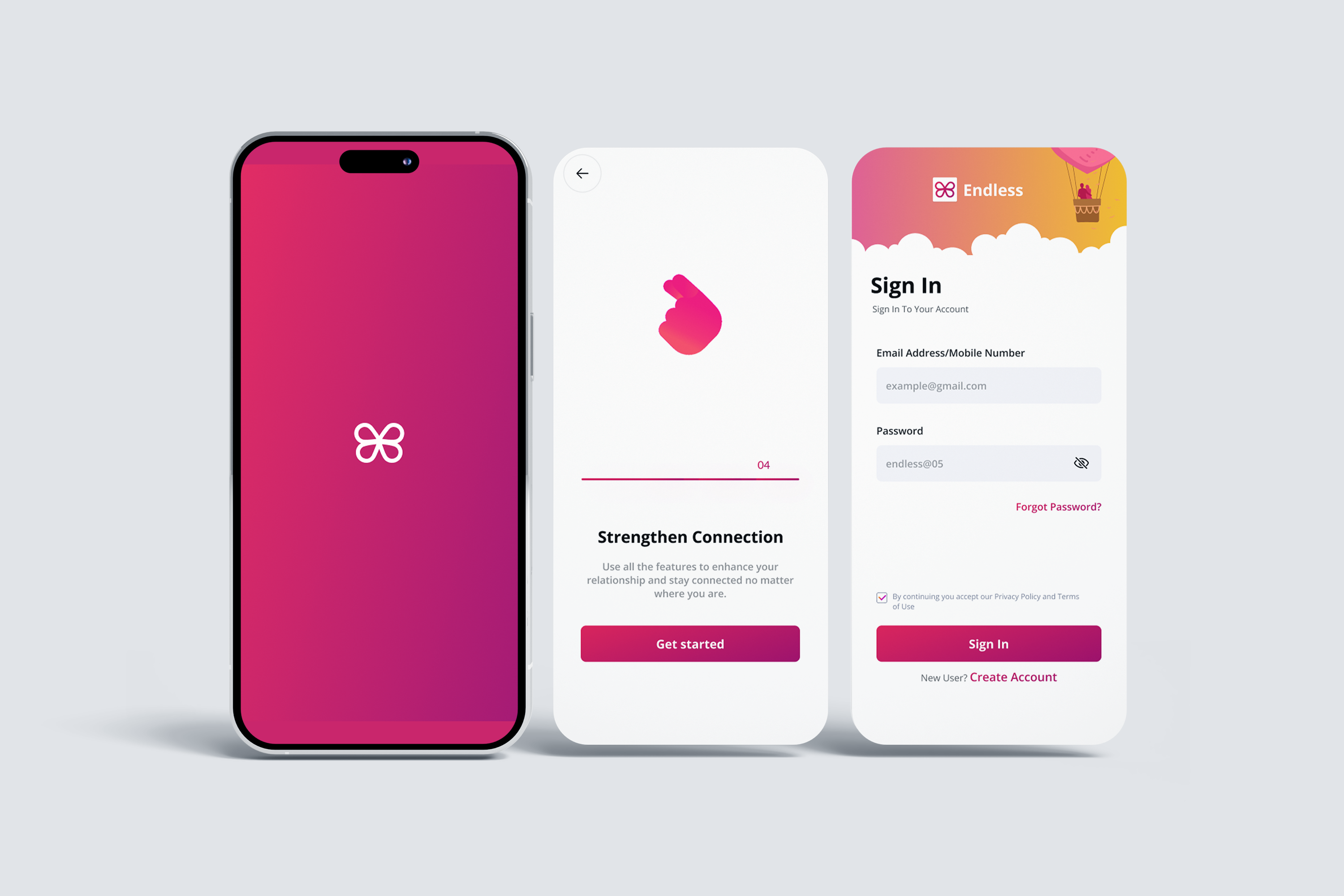 ENDLESS - The Couples' Digital Diary App album app calendar chat design figma gallery mobile notes onboarding photos ui ux