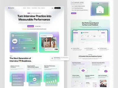 InterviewFocus – AI Interview Training SaaS Landing Page v2 ai saas dashboard hilfal interface interface design landing page minimal ui modern ui product design saas ai saas design startup ai platform tech website trending ui ui design ux design visual web design website design