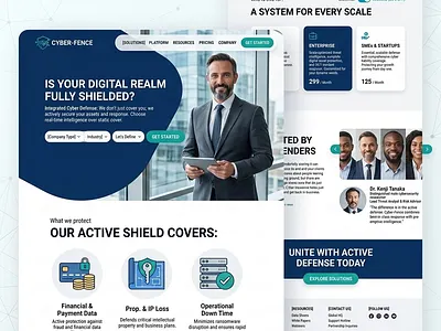 Cyber-Fence Enterprise Cybersecurity Landing Page b2b clean design corporate cybersecurity dashboard digital product enterprise interface landing page layout modern portfolio responsive saas security tech ui ux visual design web design